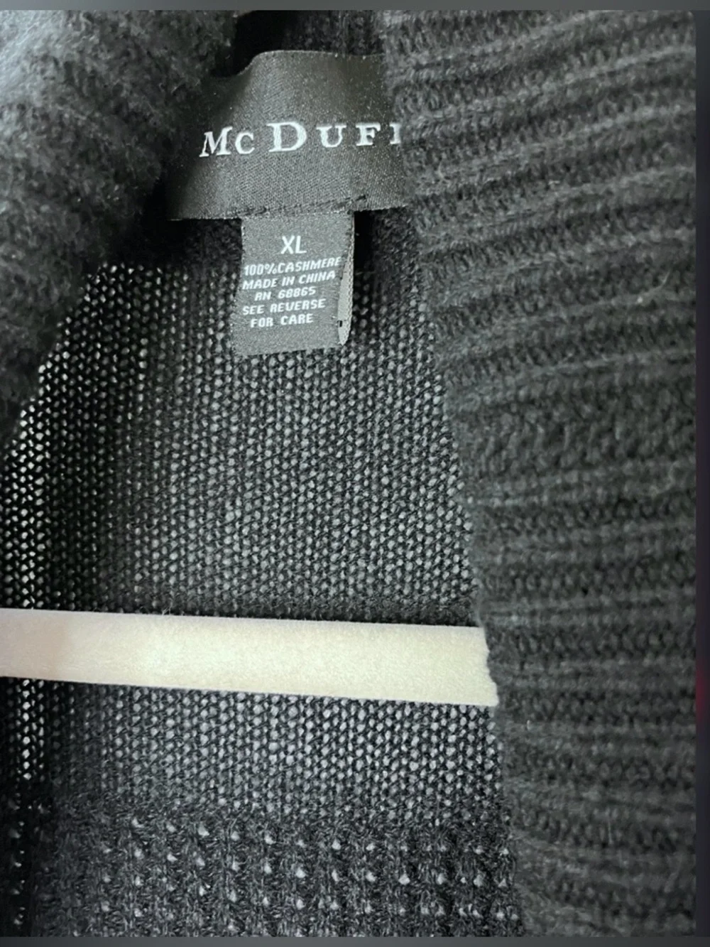 McDuff 100% Cashmere Cardigan XL Black Longline Shawl Collar Sweater